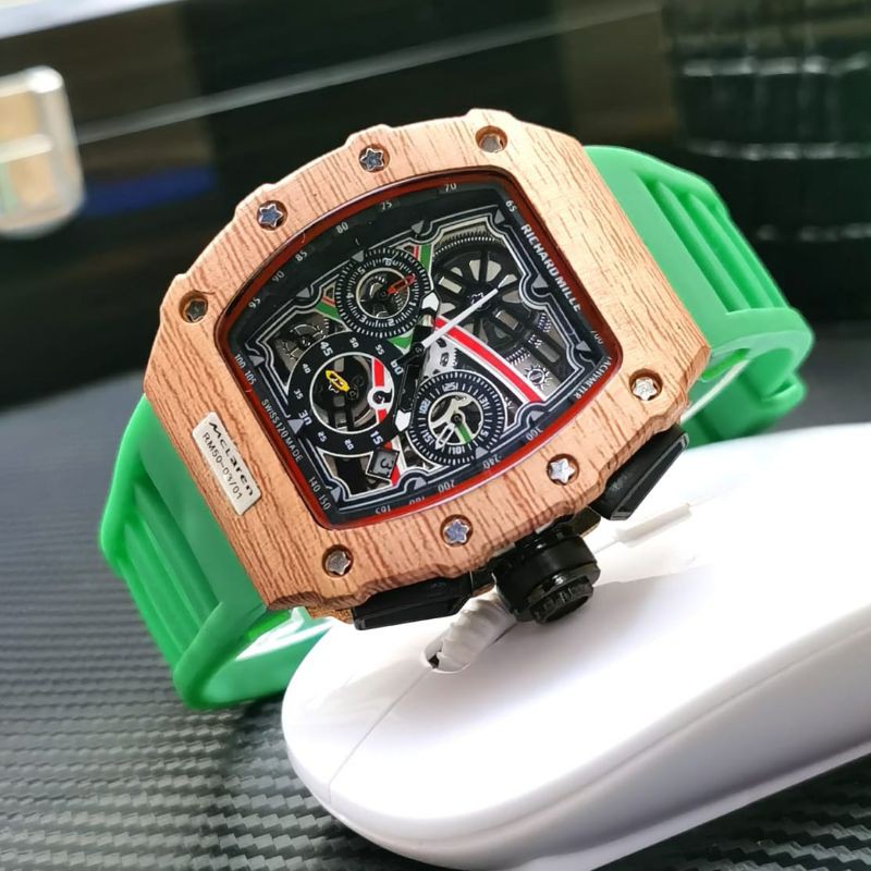 Jam Tangan Pria Rm 45mm Crono aktifTanggal aktifTali rubberBattray