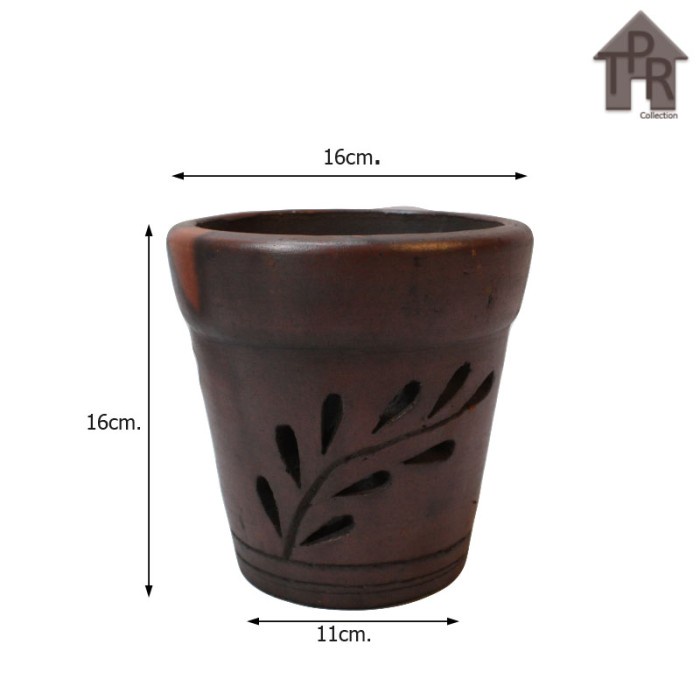 Gerabah - Pot Bunga / Pot Tanah Liat AGR Bolong Daun - D16