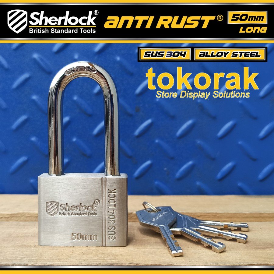 GEMBOK STAINLESS STEEL ANTI RUST 50MM PJG SHERLOCK - GEMBOK ANTI KARAT