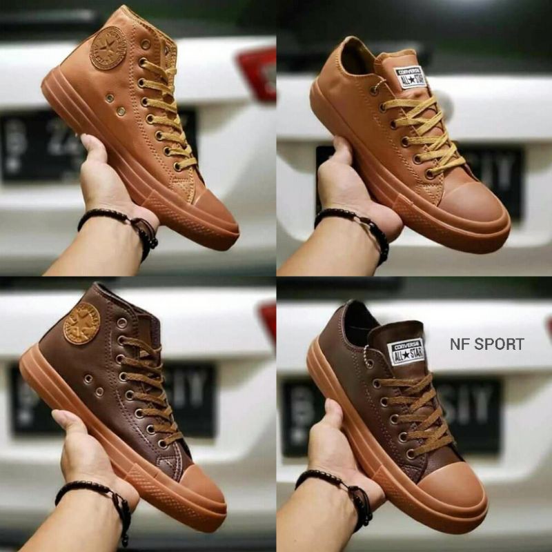 Laris Sepatu converse all star 38-44 leather piu tinggi dan pendek - sneakers pria bukan kulit asli