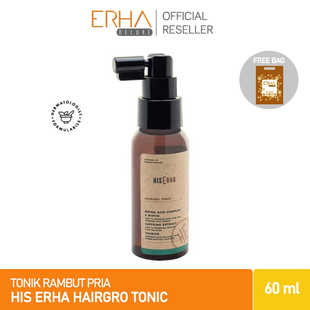 HIS ERHA Tonik Rambut Pria Rontok - Hairgrow Tonic 60 ml with Amino Acid, Biotin