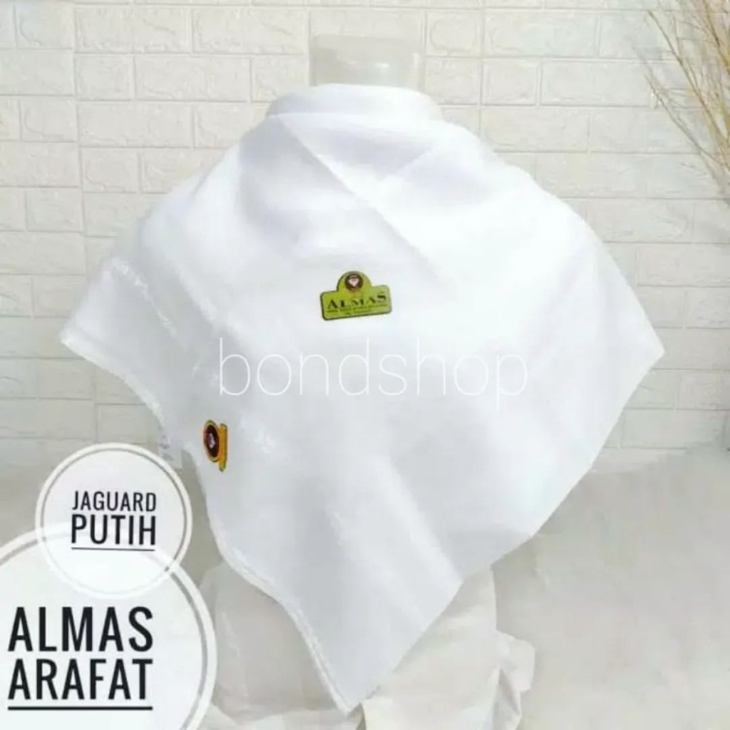bondshop02 - Sorban Almas Arafat putih polos / Surban Segiempat Almas Arafat Jaguard Arifat