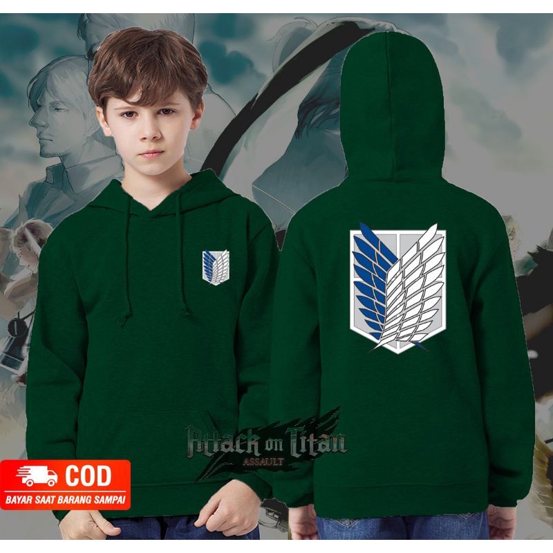 jaket attack on titan / sweater hoodie attack on titan , jaket aot levi eren survey corp