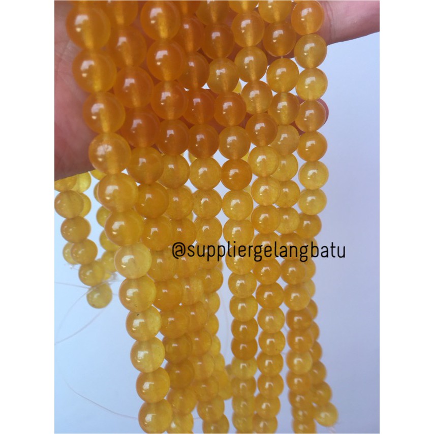 batu yellow agate 10mm fashion cewek cowok unisex kuning natural giok craft fashion aksesoris beads