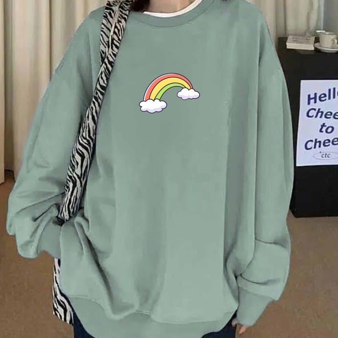 SWEATER WANITA RAINBOWS /// ATASAN WANITA LUCU FLEECE TEBAL HALUS PREMIUM KEKINIAN TERBARU''