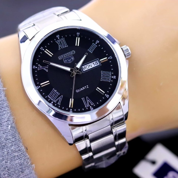 Jam Tangan Pria Original Seiko Romawi Rantai Tahan air Best Seller silver hitam Jam Tangan Pria Casu
