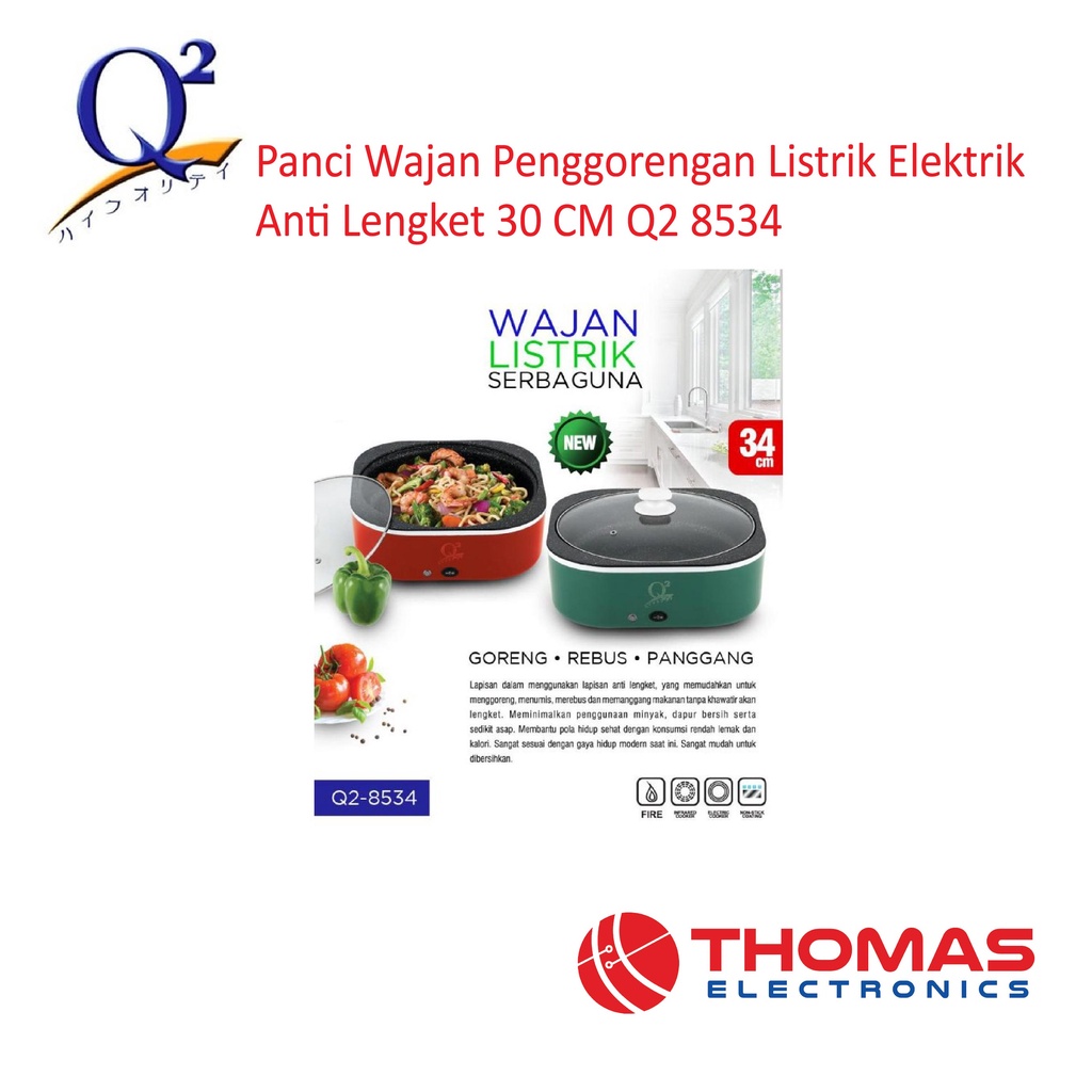 Panci Wajan Penggorengan Listrik Elektrik Anti Lengket 30 CM Q2 8534