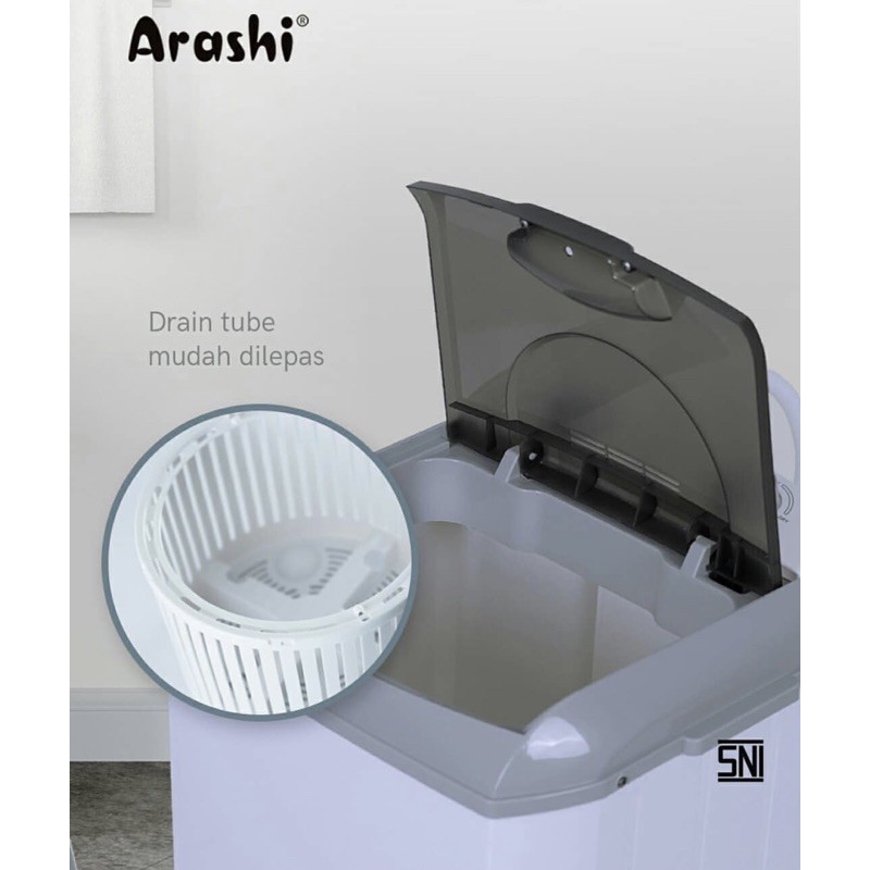 Mesin Cuci Laundry Arashi Kapasitas 4.5kg AWM 451A Mini Portable-2