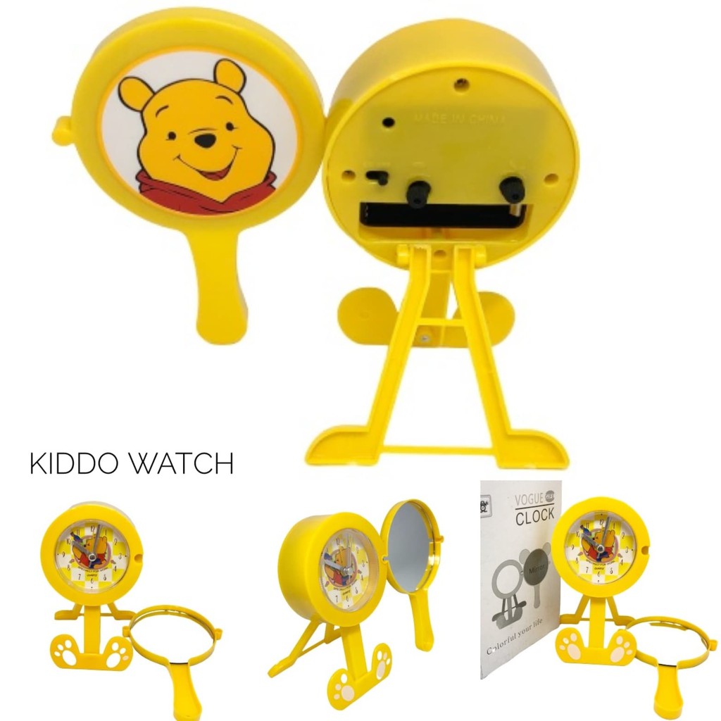 JAM MEJA CANTIK JAM BEKER ALARM DILENGKAPI DENGAN CERMIN KECIL KARAKTER WINNIE THE POOH READY