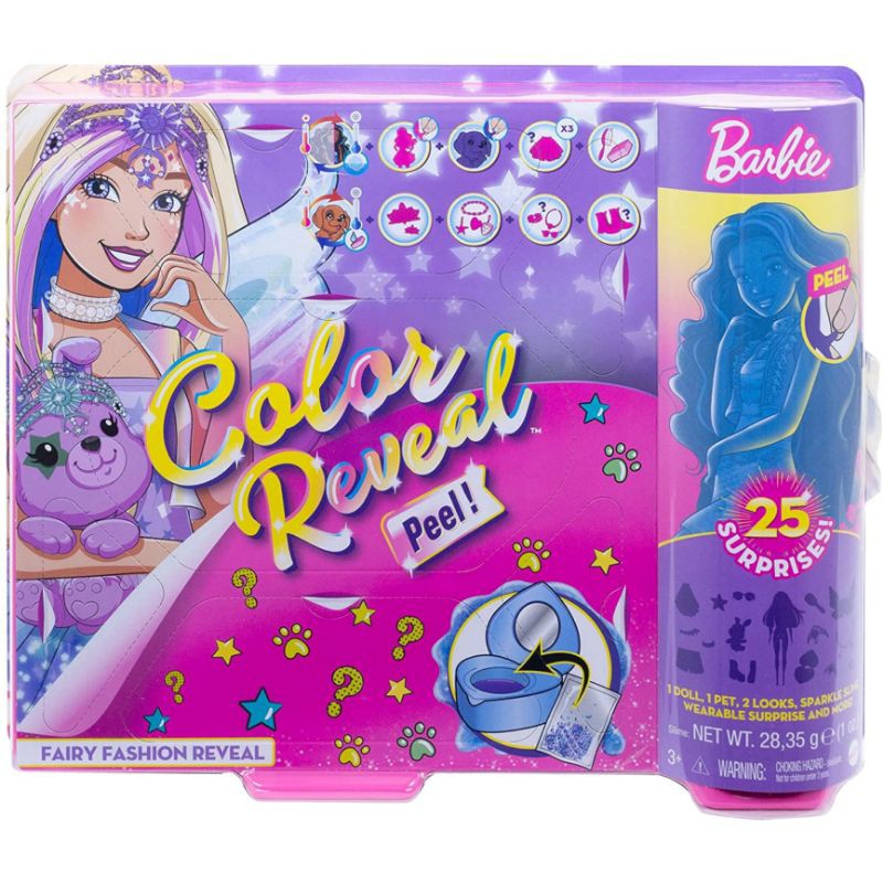 Mainan anak boneka barbie color reveal peel fairy fashion reveal original