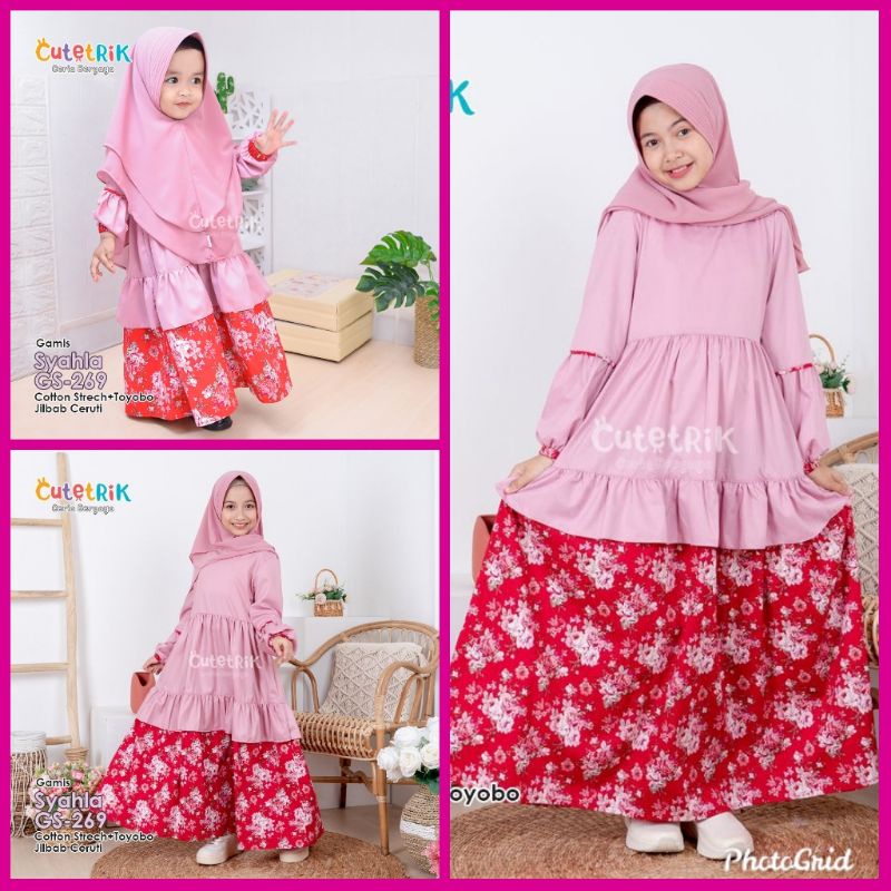 Baju Anak Syari - gamis syahla cutetrik - Dress anak terbaru - Baju anak Medan