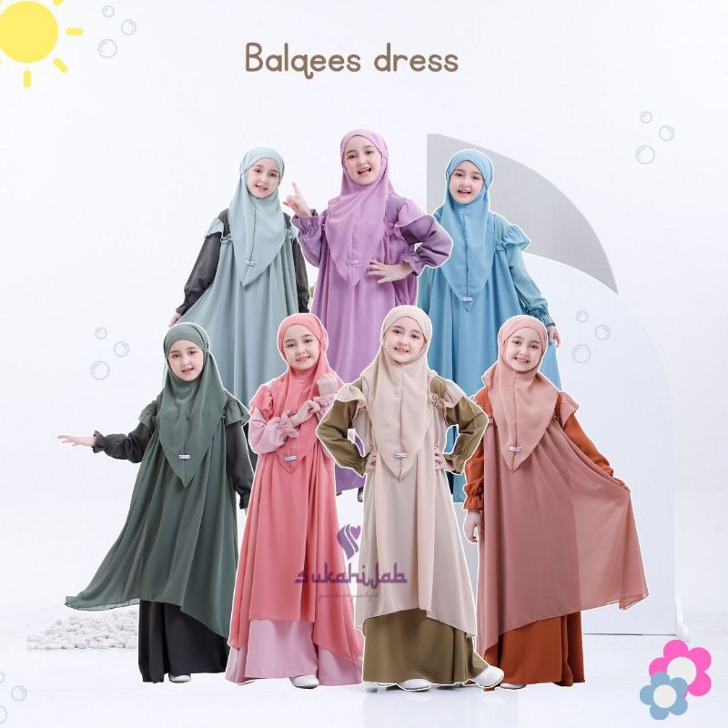 SUKAHIJAB - Balqees Dress Gamis Anak Perempuan Usia 0-2 Tahun Terbaru Kekinian Ceruty Babydoll Gamis