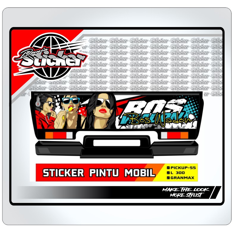 Stiker pintu Mobil PICK UP L300 Carry SS/Futura Grand Max Pintu Belakang Decal Sticker Print Keren