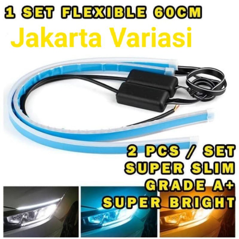 Lampu LED alis lampu DRL 60cm sein flexsible mobil