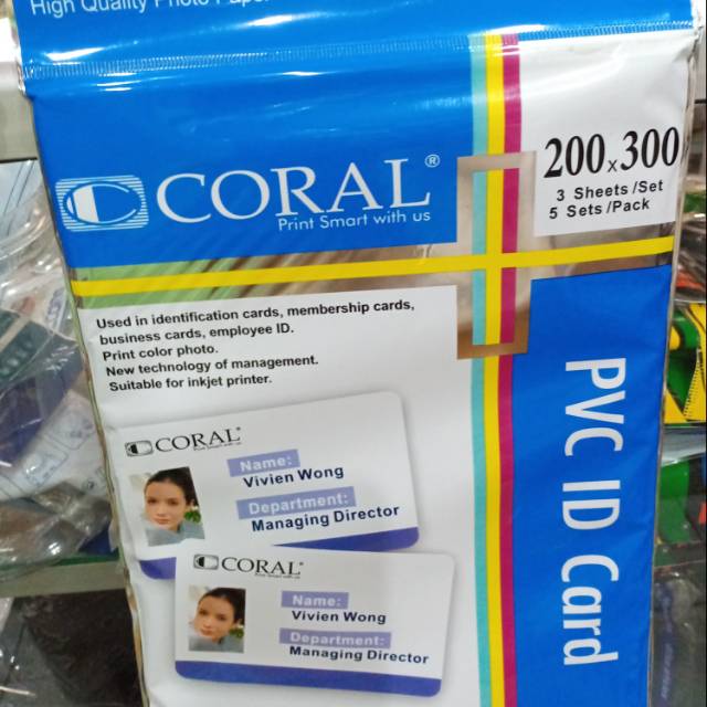 

Kertas PVC Coral untuk bahan ID Card A4 isi 5set(1set isi 3lembar).
