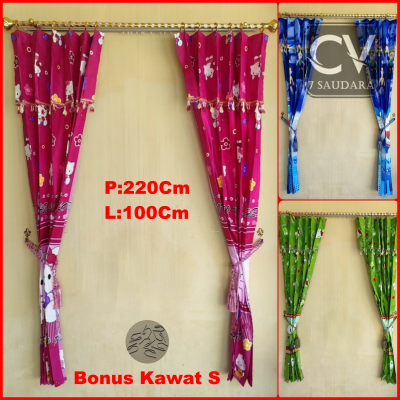 Tirai Pintu Gorden Hordeng Korden Gorden Plisket Prada Poni Motif Bunga Jendela Dan Pintu COD  Hello