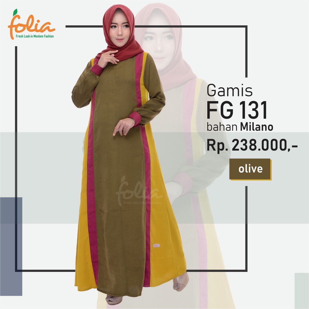GAMIS MUSLIMAH FOLIA FG 131 OLIVE