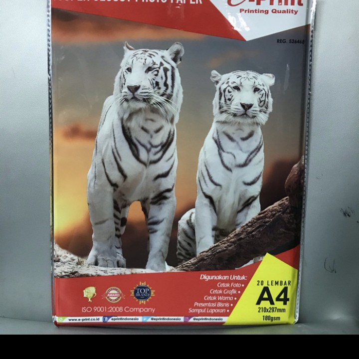 Photo Paper Glossy e-print 180 gsm Kertas Foto Super glossy A4 E-print
