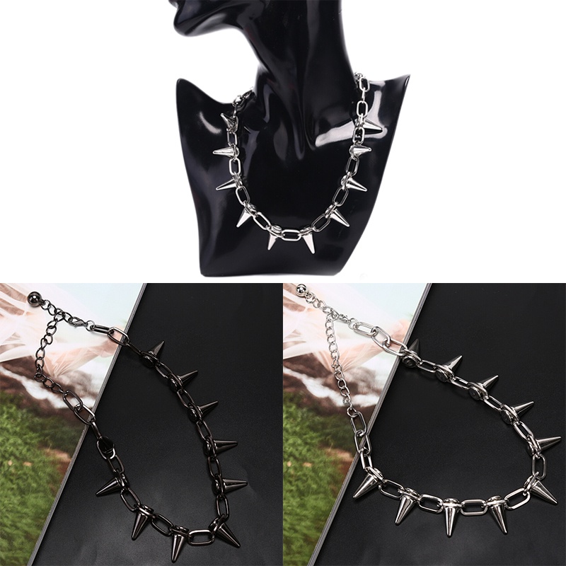 Kalung Choker Rantai Rivet Gaya Punk Rock Untuk Wanita