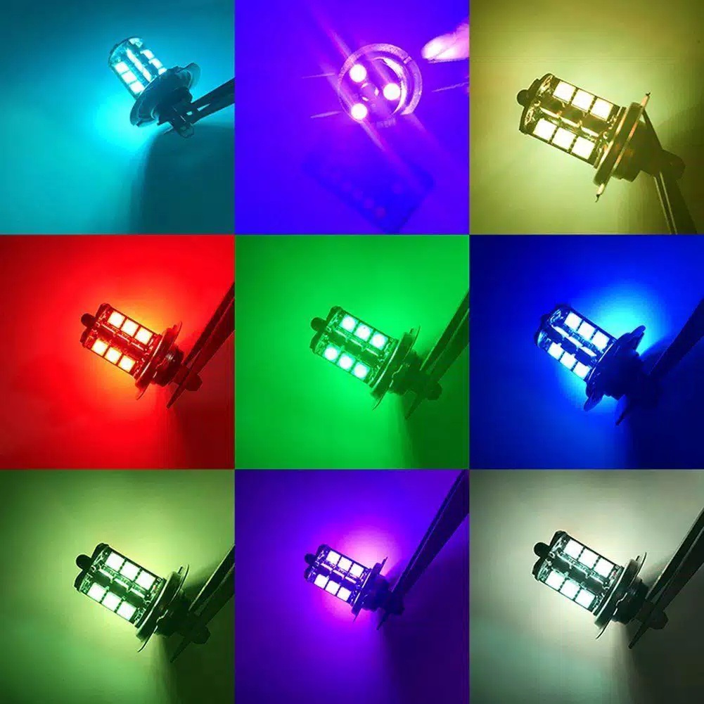 Lampu Foglamp Mobil LED H11 H8 RGB Remote 27 Titik SMD 5050 Isi 2 PCS