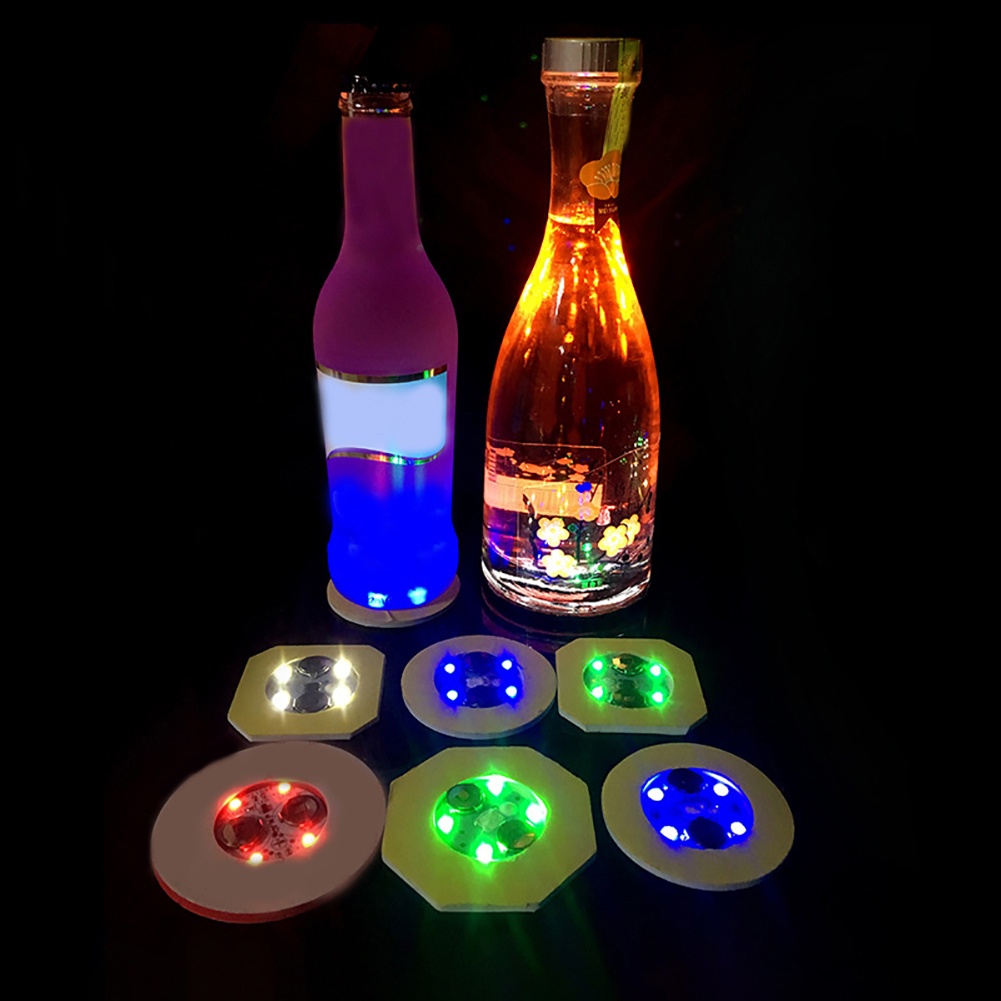 [Jianxin] Fashion Luminous Bottle LED Light Cup Sticker Mat Bar Club Party Coaster Decor