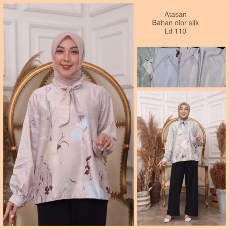 Kemeja Wanita Import /Atas Dior Silk Maxmara /printed silk Murah