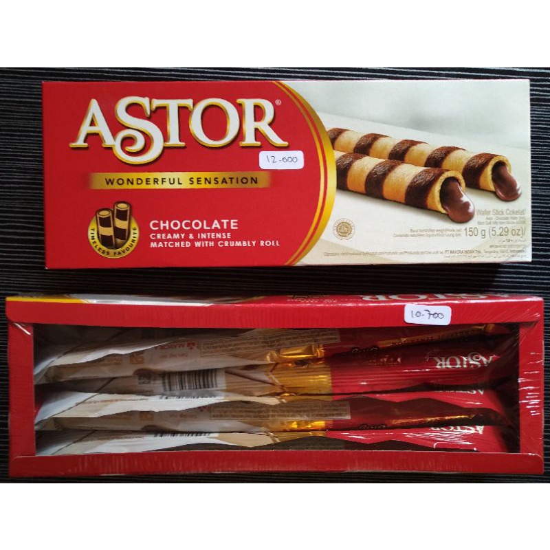 

Wafer Roll Astor Coklat 150g dan isi 12 Pcs