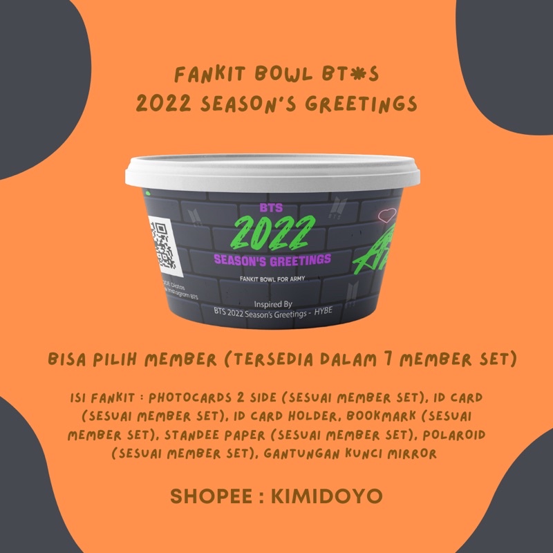 [BISA COD] FANKIT BOWL B*T*S 2022 SEASONS GREETINGS KPOP ARMY MURAH B4NGT4N