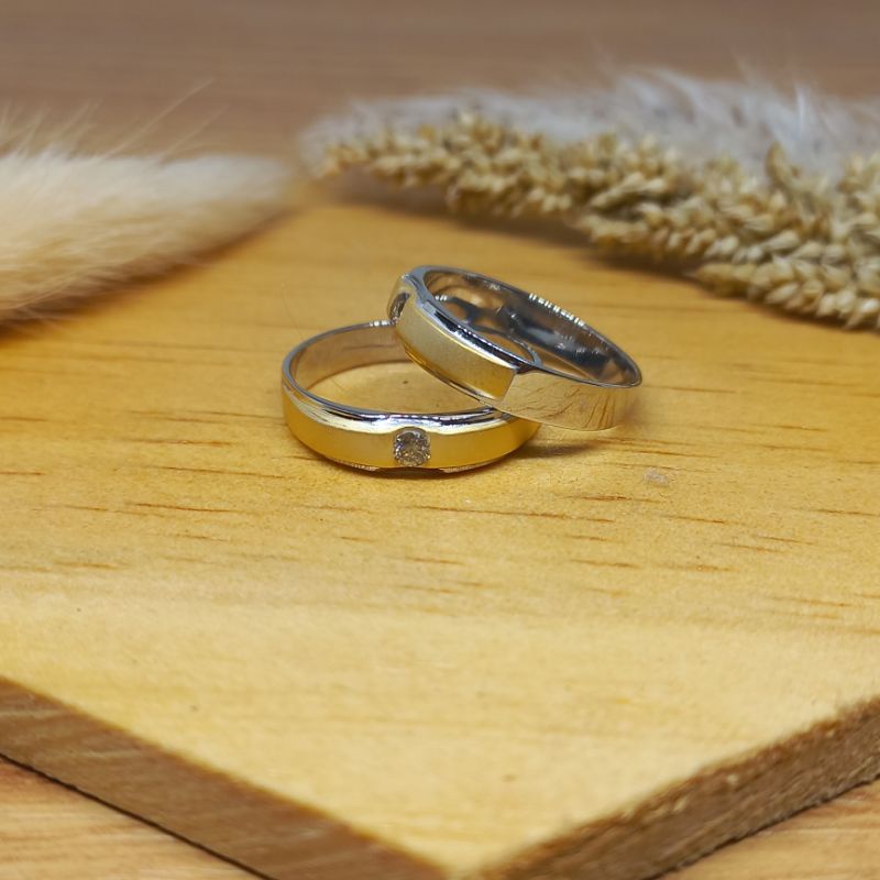 Cincin Couple Palladium Berlian Asli