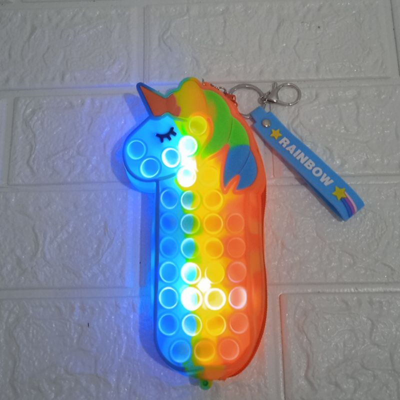 Tempat pensil Pop it Unicorn LED