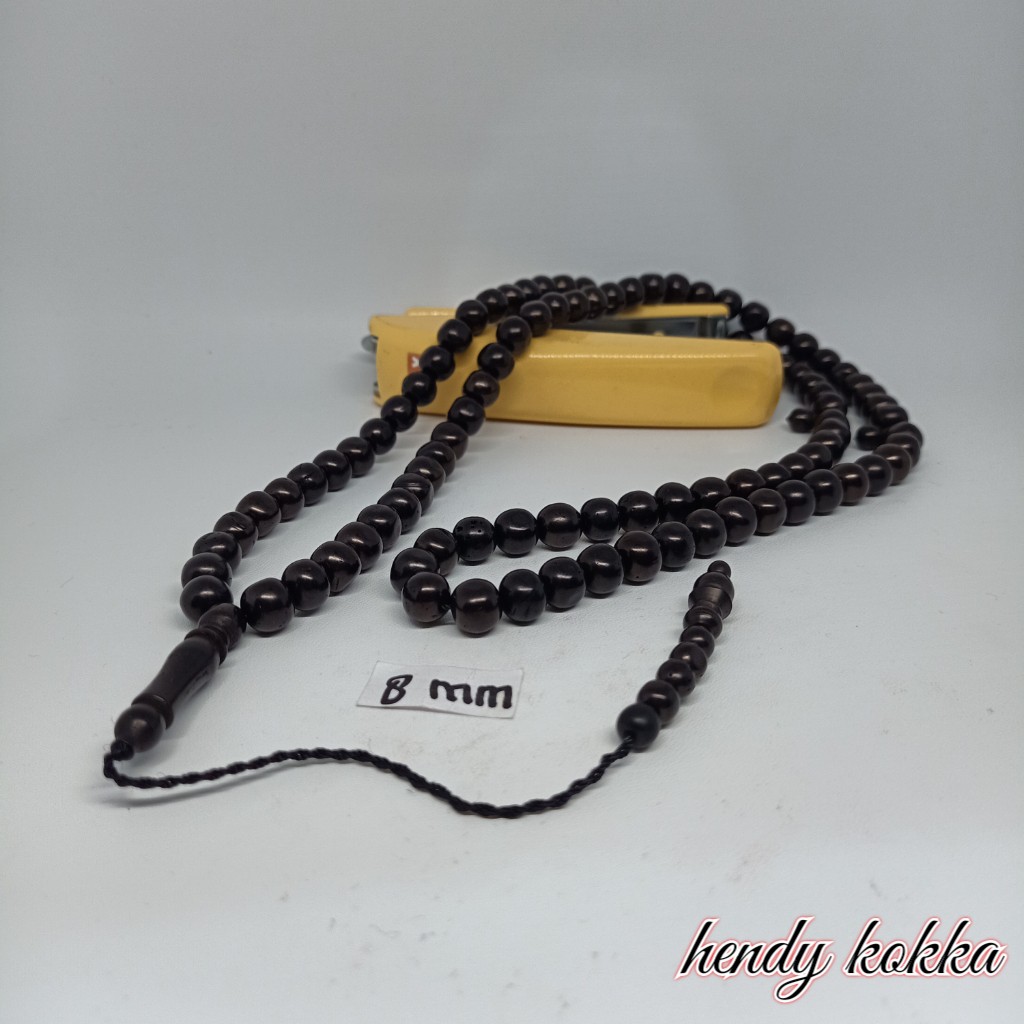 Tasbih kokka kaukah bulat polos 8,5 mm coklat