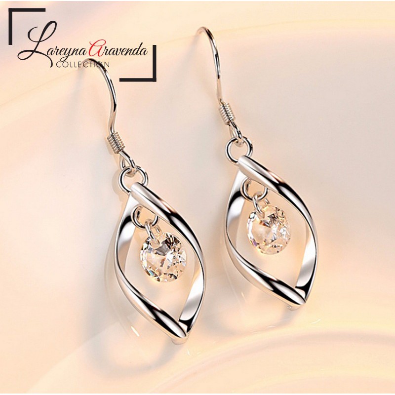 Anting Wanita Titanium Motif Kristal Crystal Anti Karat Non Alergi AT052