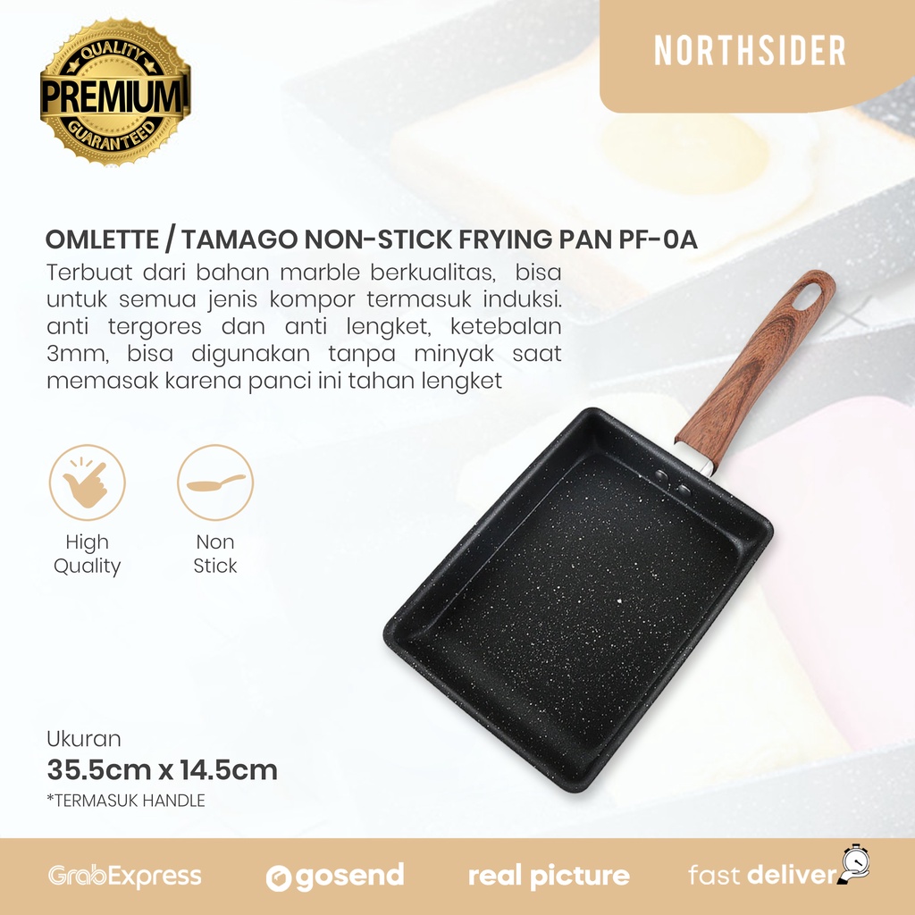 PANCI PENGGORENGAN TELUR OMLETTE TAMAGO NON STICK EGG FRYING PAN PF-0A