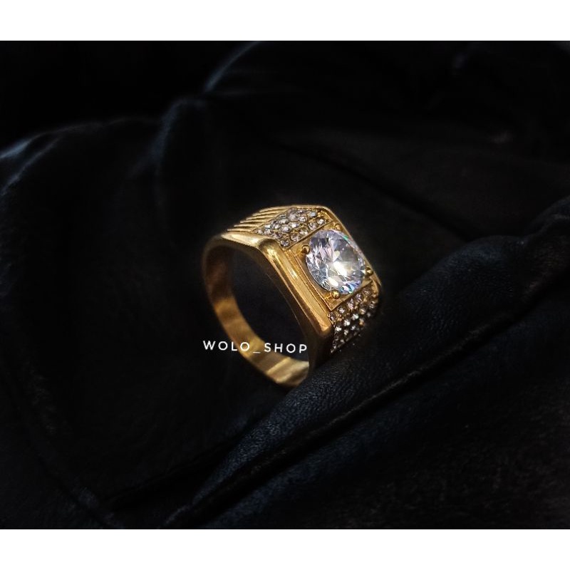 Cincin Original Titanium Pria/ wanita Berlian Permata  Anti karat