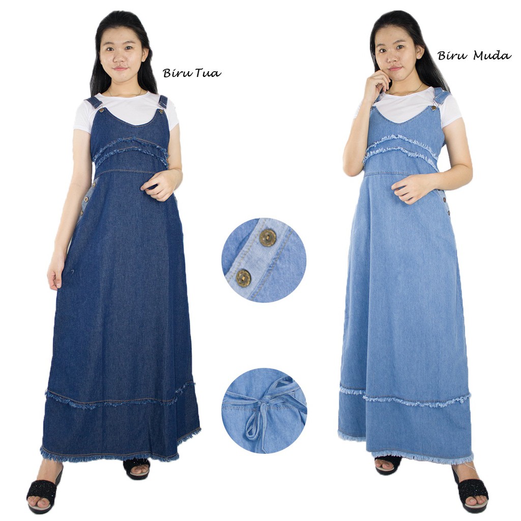 SB Collection Overall Dress Maxi Cheisia Jumpsuit Longdress Jeans Casual Wanita