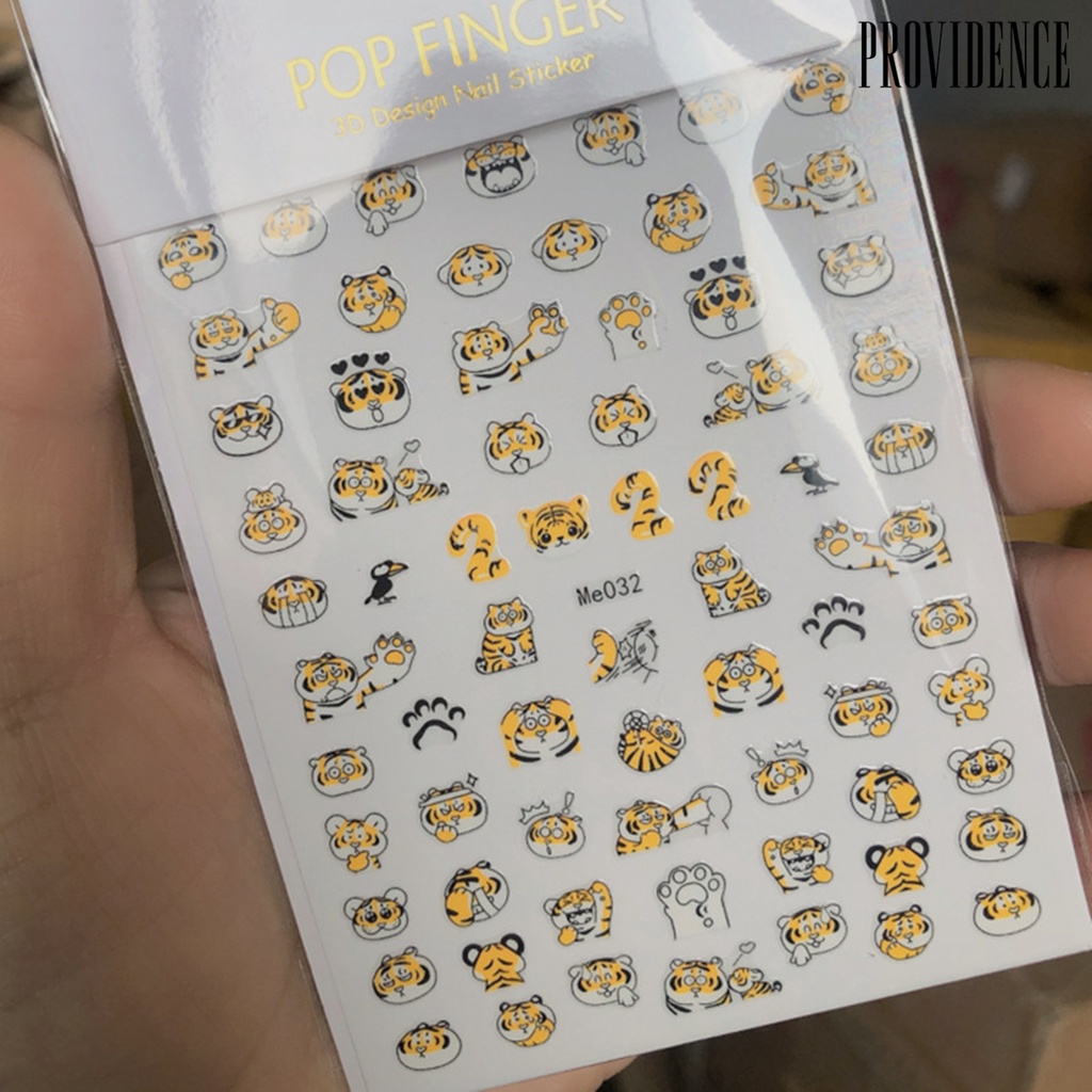 Providence Stiker Kuku Motif Kartun Harimau / Tahun Baru Imlek Untuk Manicure / Nail Art