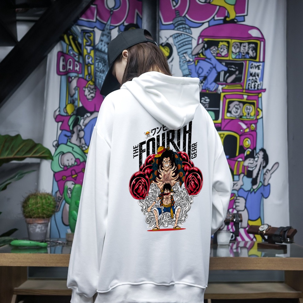 BISA COD!!! Jaket Hoodie Bertudung Anime One Piece Luffy Gear 4 Manga Jepang Pria Wanita Unisex