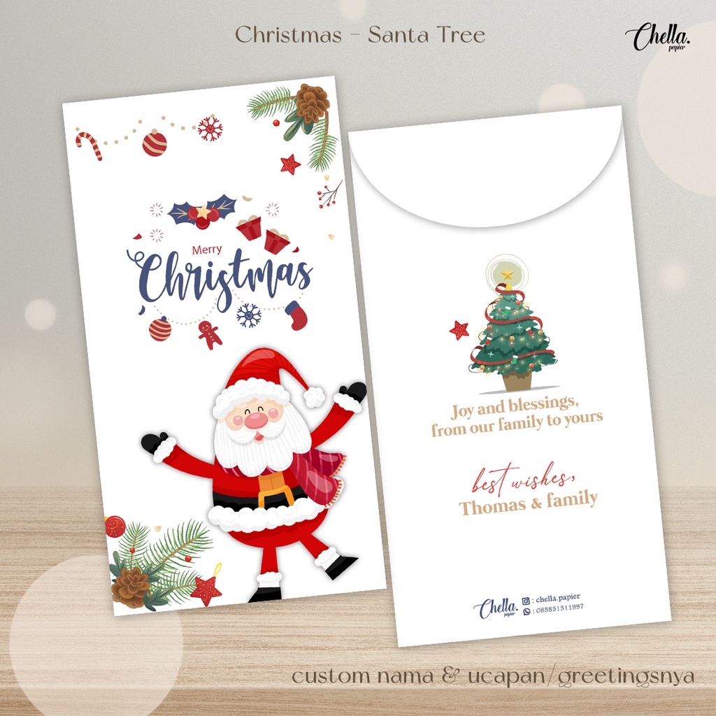 

SANTA TREE - AMPLOP NATAL / CHRISTMAS ENVELOPE (BISA CUSTOM NAMA) - ISI 6 PCS