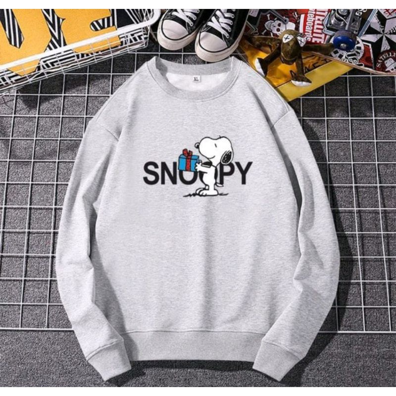 SWEATER CREWNECK SNOOPY PRIA WANITA