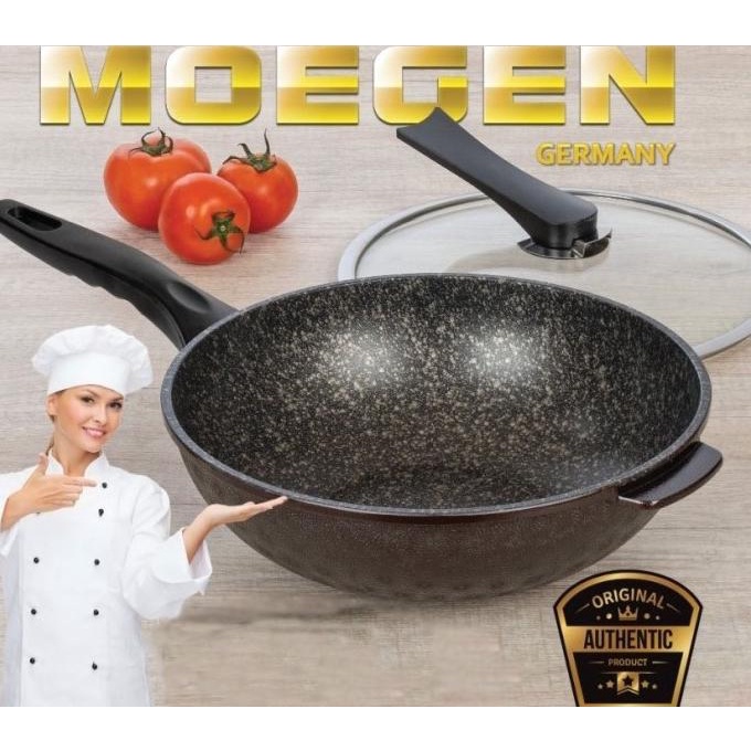Panci Wok Pan mogen germany / Wajan Moegen 30 cm lapisan MARBLE