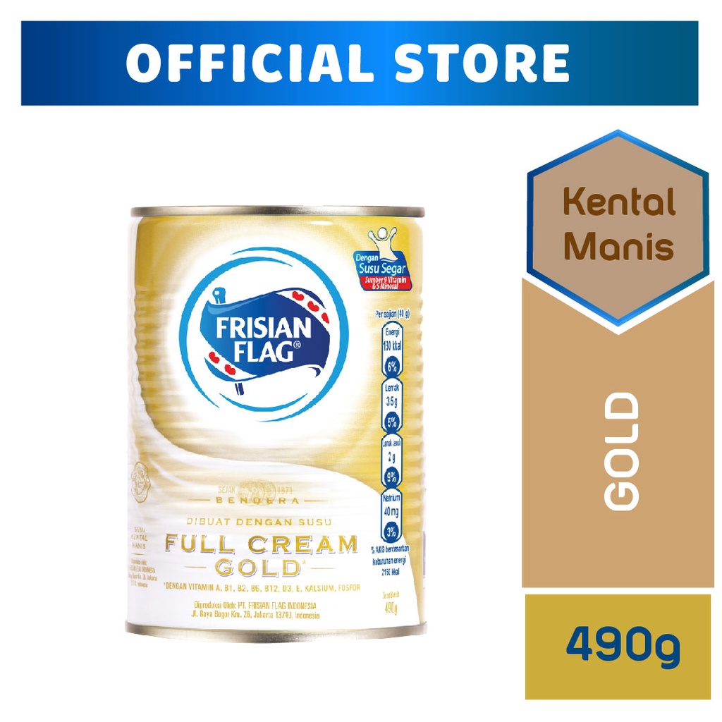 

Frisian Flag Kental Manis Full Cream Gold Kaleng 490 gr