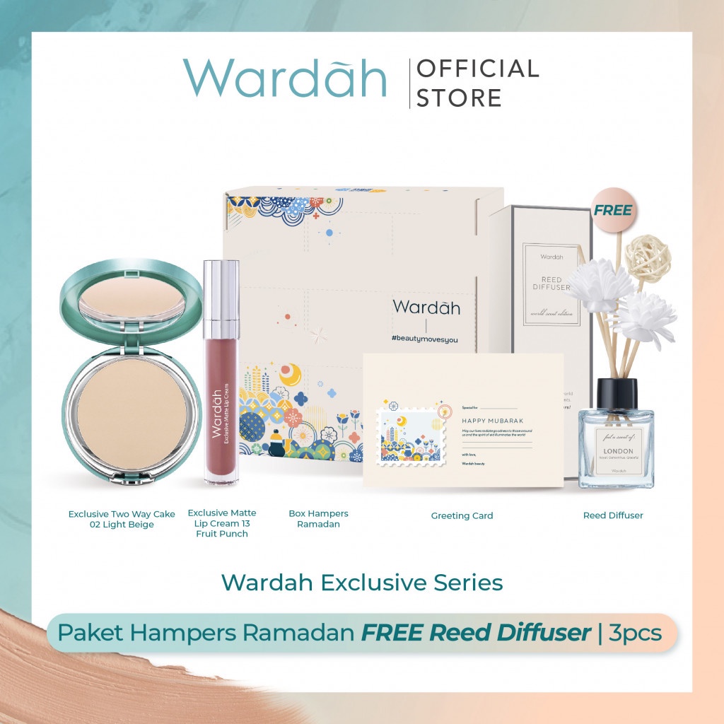 Wardah Exclusive Series – Paket Hampers (Lip Cream dan Bedak Two Way Cake) FREE Reed Diffuser