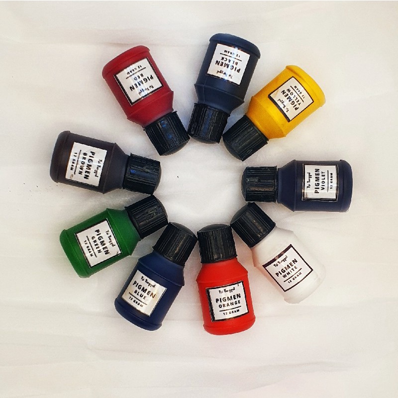 

PAKET PIGMEN MINI WARNA LENGKAP 9 PCS 12gr gram Pewarna Basis Base Air Clay Lilin Pigment Slime Tie Dye Warna Warni Color Colorful Cat Paint Prakarya Kerajinan Craft Crafting Art Seni Kesenian Kertakes Kanvas Canvas Lukis Gambar Grosir Prakarya Malang