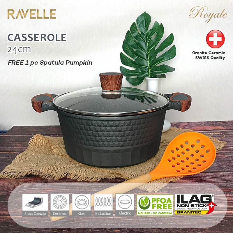 Ravelle Royalle Casserole with Lid 24cm - Casserole dengan Tutup