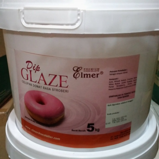 Elmer Dip Glaze - Topping Donat Strawberry / Stroberi 5kg - Gosend/Grab Only!!!