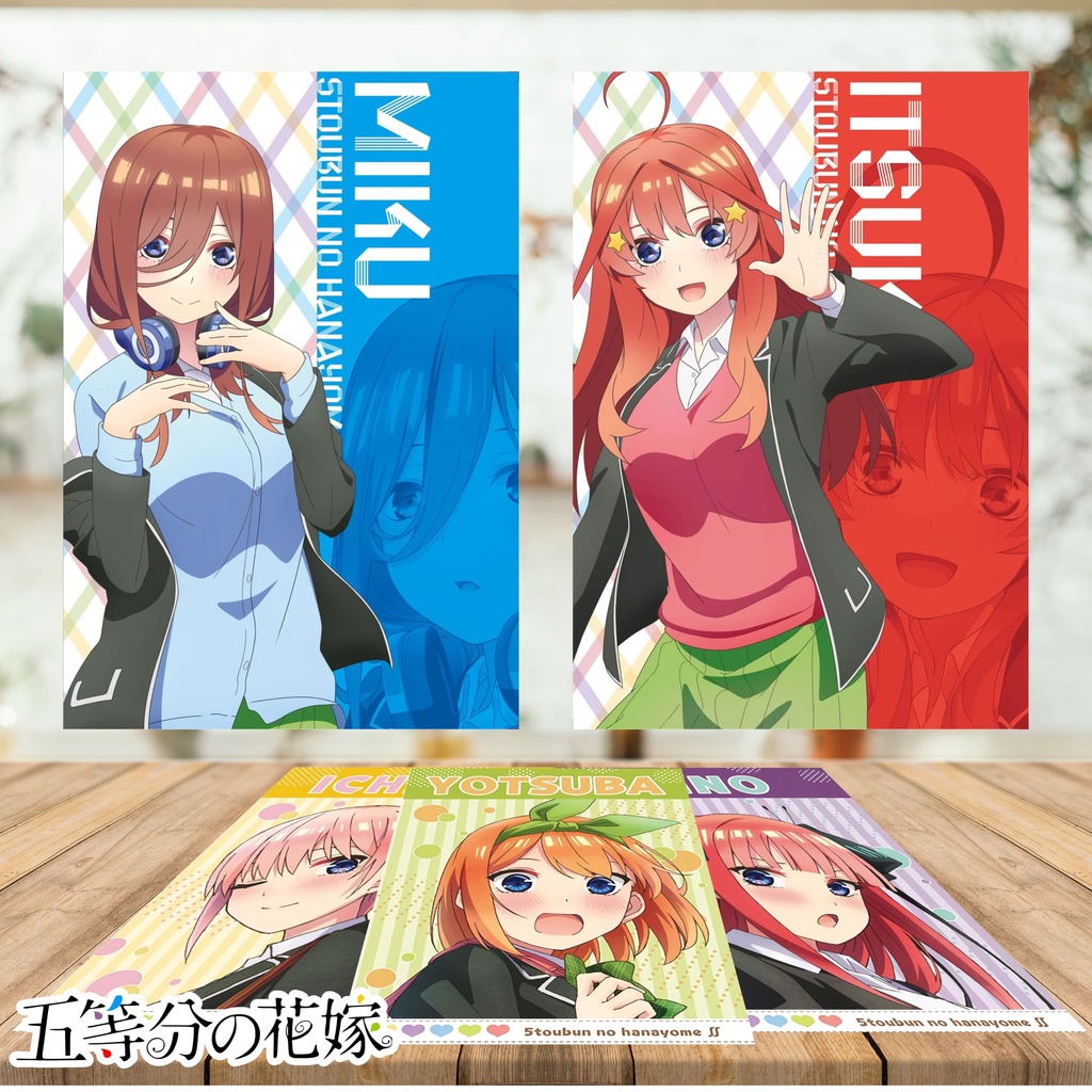 Poster A4 &amp; Pola Deco Mini Poster Anime Gotoubun no Hanayome - Go-toubun Hanayome Karakter Miku Ichika Nino Itsuki Yotsuba