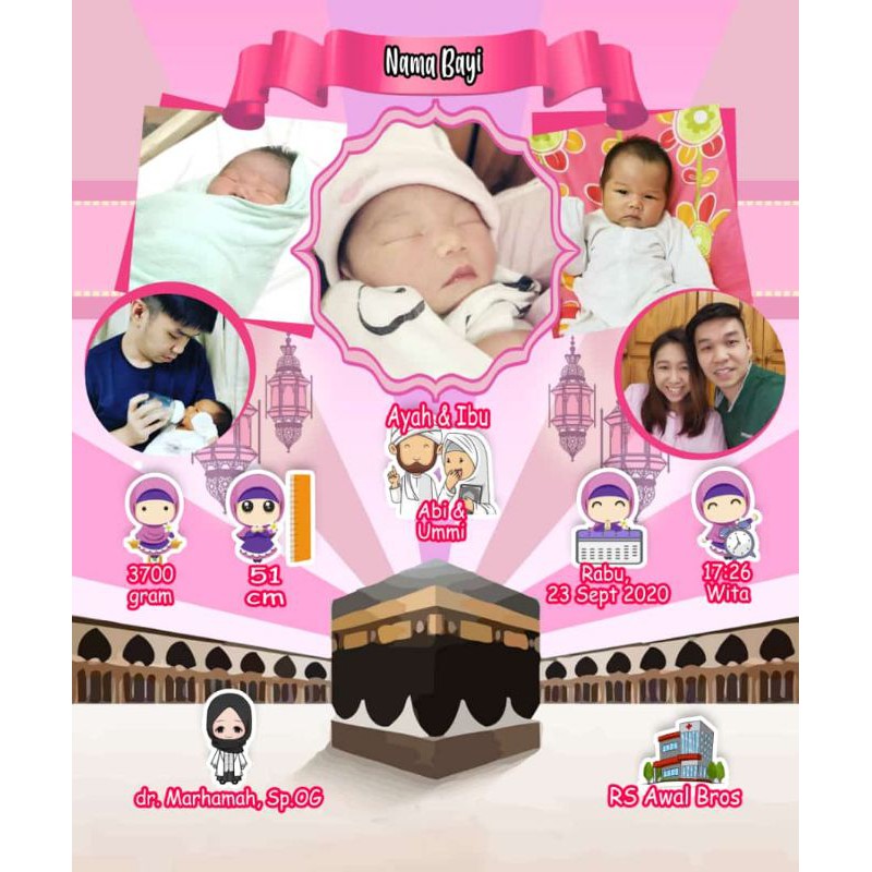 Desain biodata bayi tema kabbah