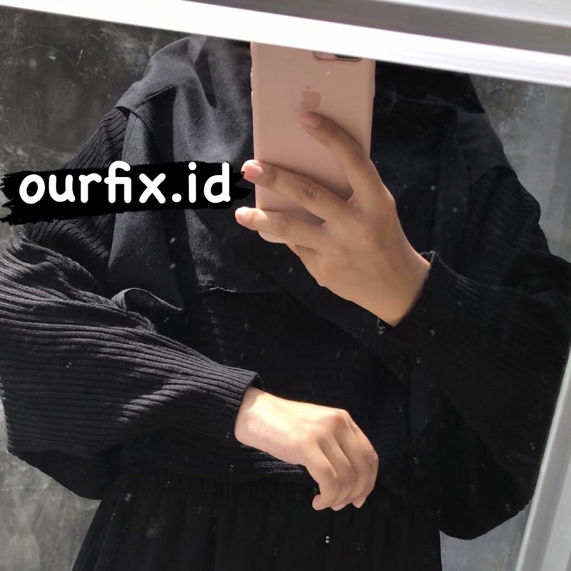 SWEATER BATWING FREYA || BAJU BATWING || BLOUSE BATWING || SWEATER RAJUT BY OURFIX.ID-BLACK