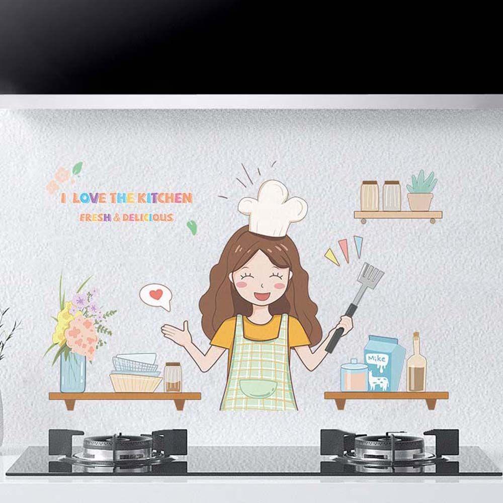 Agustinina Stiker Dinding Kreatif Tahan Minyak Kabinet Dapur Meja Mural