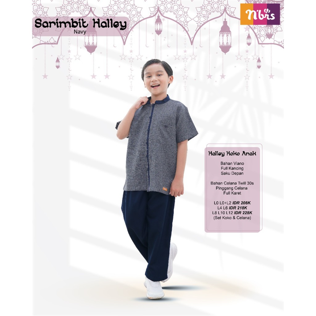Nibras Halley Sarimbit Warna Lilac dan Navy Bahan Gazelle Crinkle Mix Premium Crepe Seragam lebaran